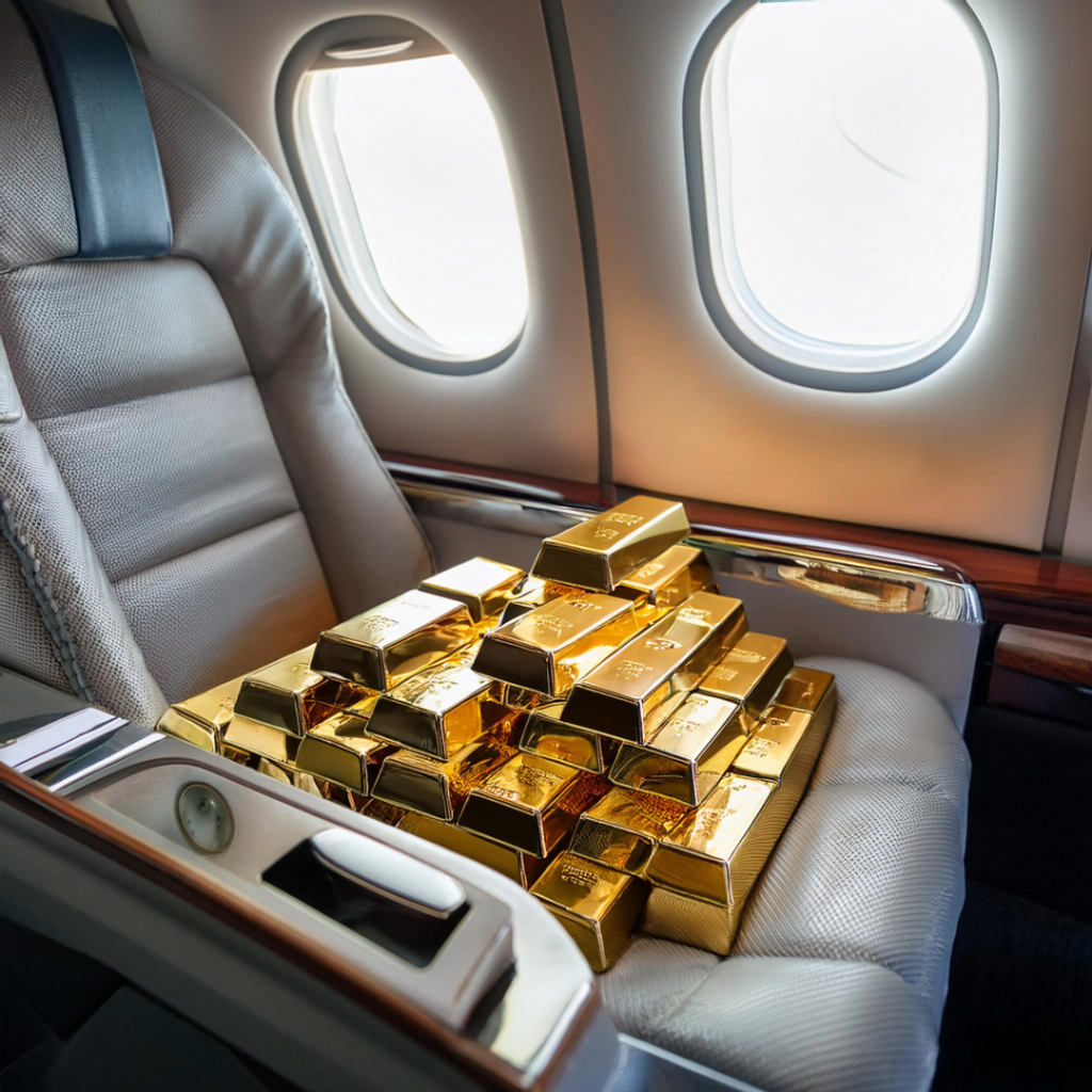 Untitled (33) bricks of gold in a private jet seat