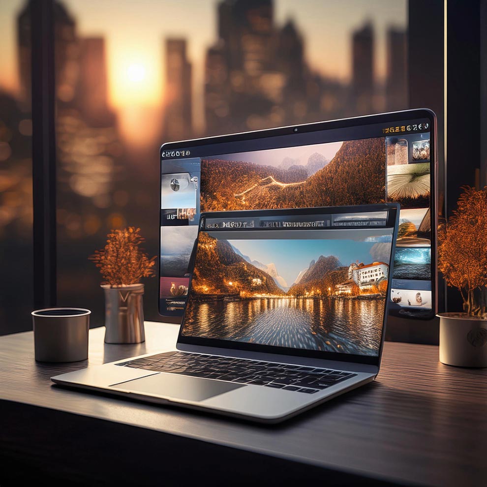 laptop being used to create blogs